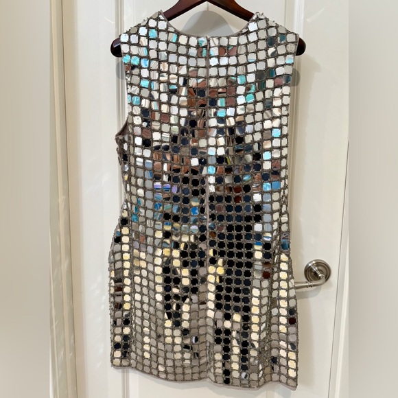 ASOS Design Silver Bead and Mirror Sequin Cocktail Dress Size 12 GORGEOUS - Picture 6 of 13